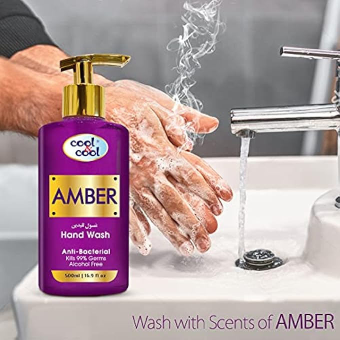 Cool & Cool ARABIC SERIES AMBER HAND WASH -500ML - ANTIBACTERIAL, ALCOHOL-FREE, MOISTURIZING WITH VITAMIN E, 99% GERM-KILLING FORMULA - Image 4